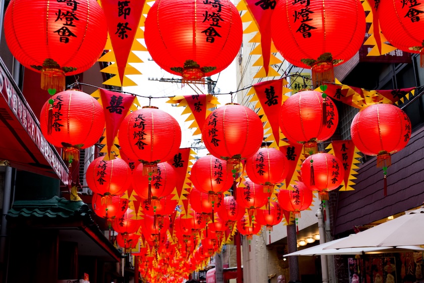 Nagasaki's lanterns rival any winter lights. Nagasaki's lanterns rival any winter lights.