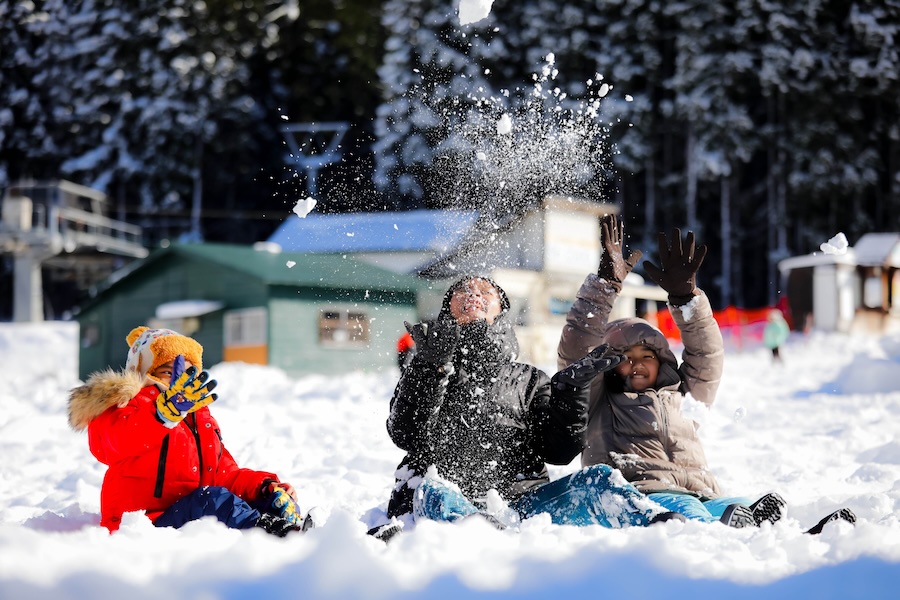 Playtime in the snow in Japan.