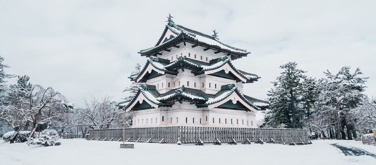 Hirosaki Castle in snowy February.