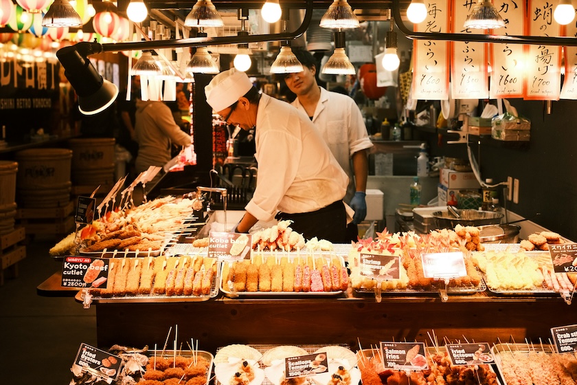 A Japanese streetfood vendor. A Japanese streetfood vendor.
