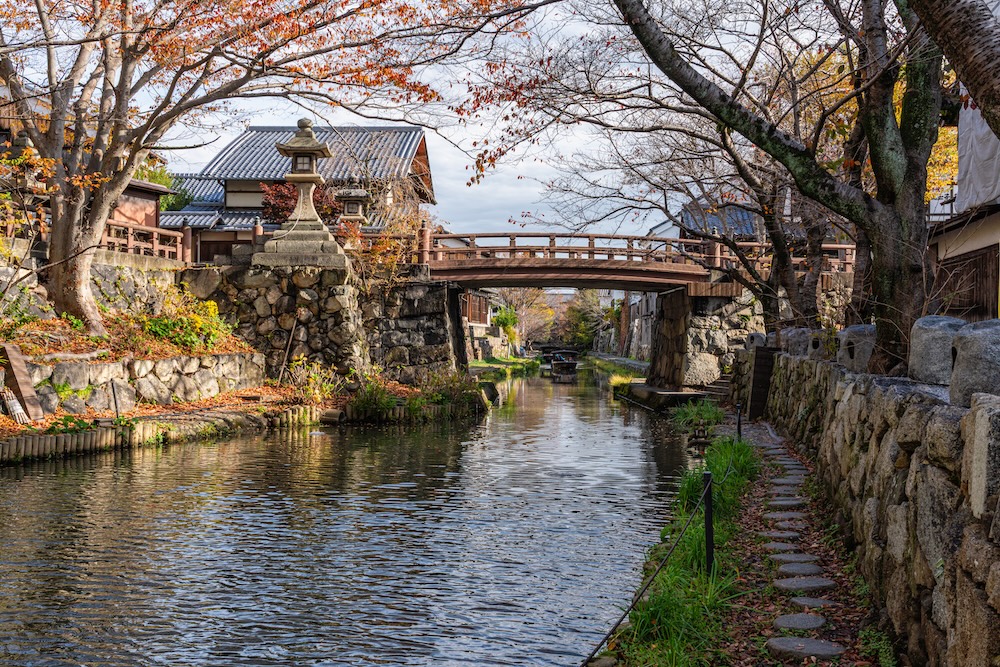The historic canals where you can take the Omihachiman Boat Ride.