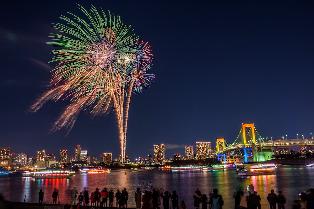 Celebrations at Odaiba, Tokyo.