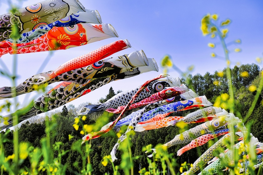 Children's Day decorations during Golden Week in Japan.