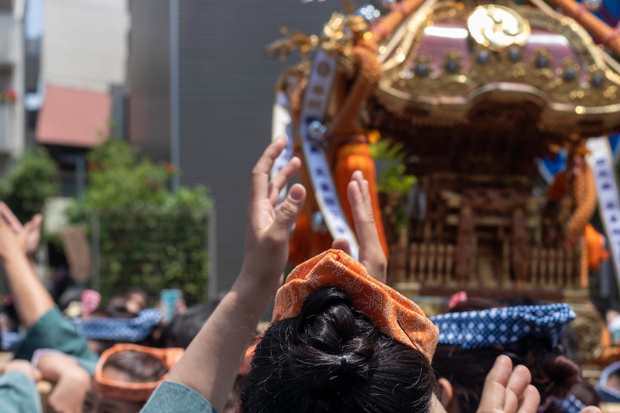 The spectacular procession at Kanda Matsuri in Tokyo during May. The spectacular procession at Kanda Matsuri in Tokyo during May.