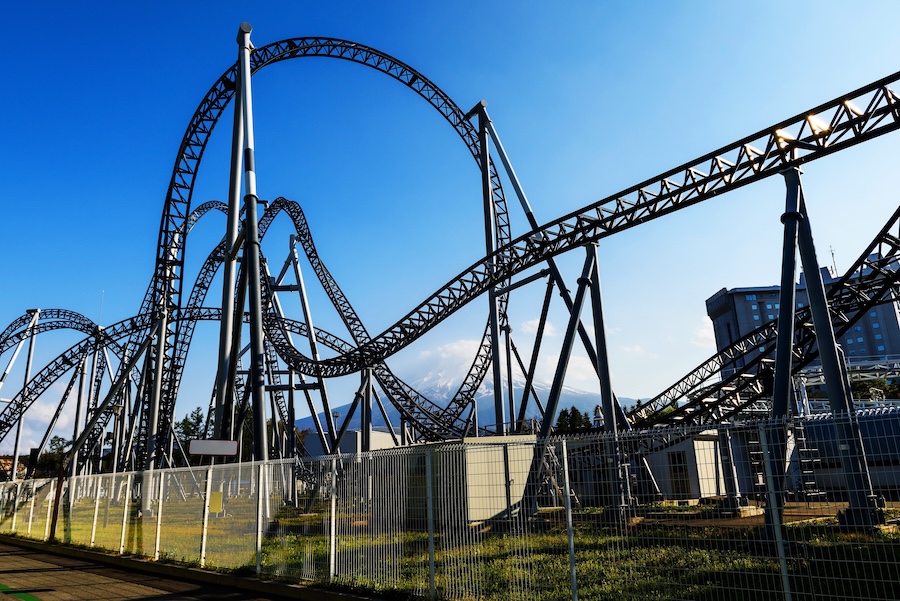 One of the rides at the spectacular Fuji-Q Highland theme park.