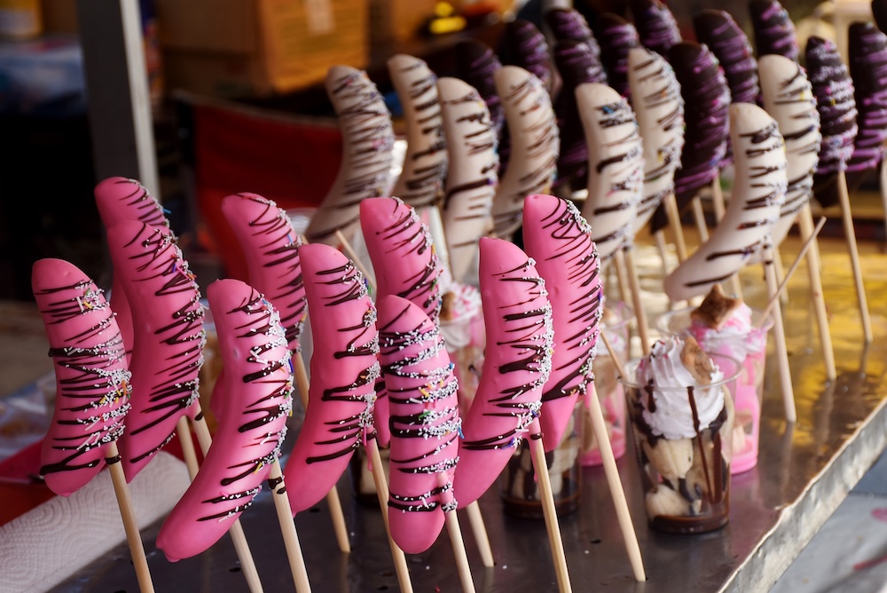 Chocolate bananas are a regular at Japanese food stalls in the summer months.