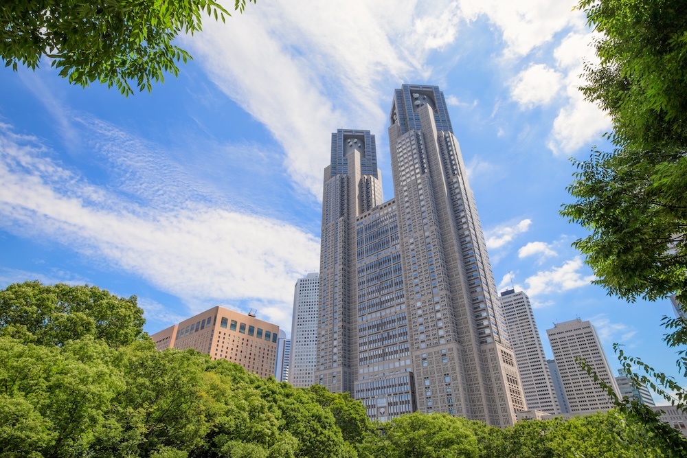 Kenzo Tange's 1991 Tokyo Metropolitan Government Building.