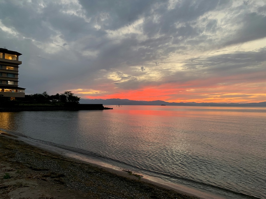 Lake Biwa as viewed from Matsubara beach. Lake Biwa as viewed from Matsubara beach.
