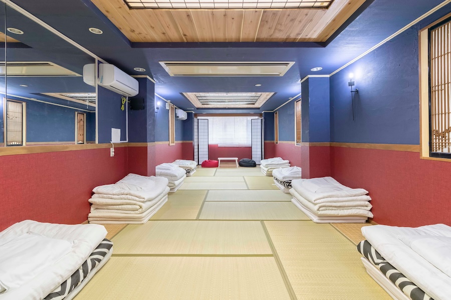 Bed linen at a Japanese dormitory.