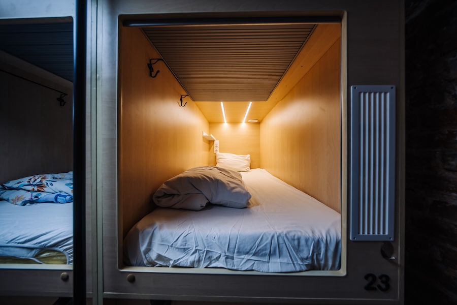 Solo travelers who don't need a huge room may enjoy the convenience of a capsule-style hostel.