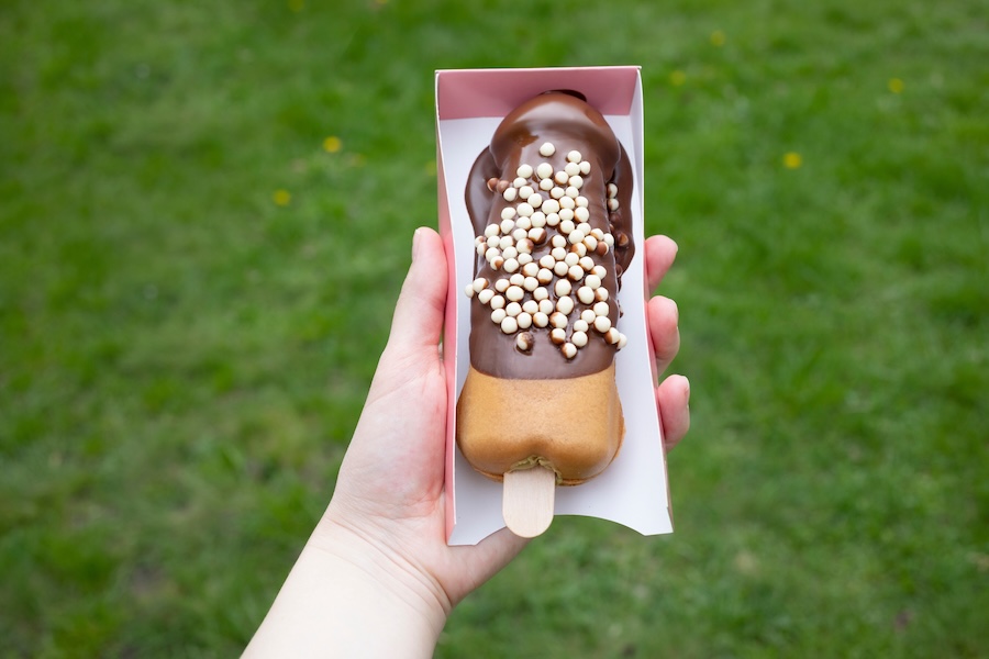 An, ahem, unusually shaped dessert at Kanamara Matsuri.