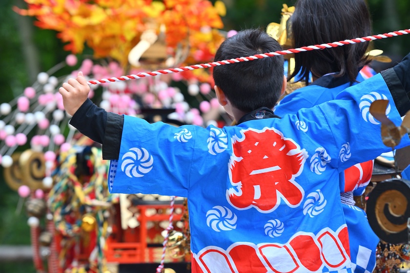 Colorful clothing at traditional Japanese matsuri.
