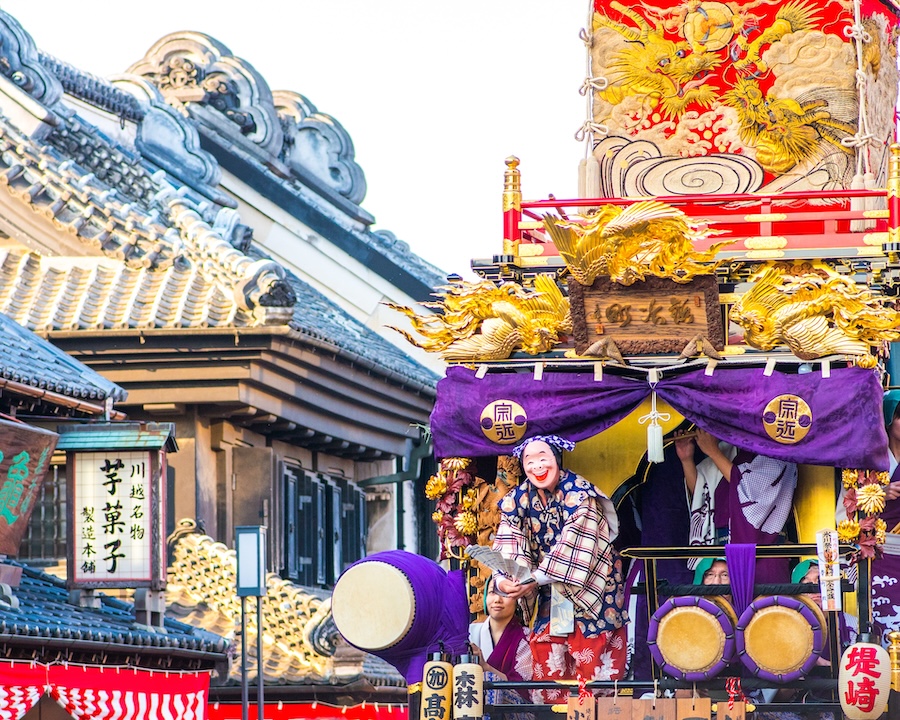 Spectacular floats at Kawagoe Festival.