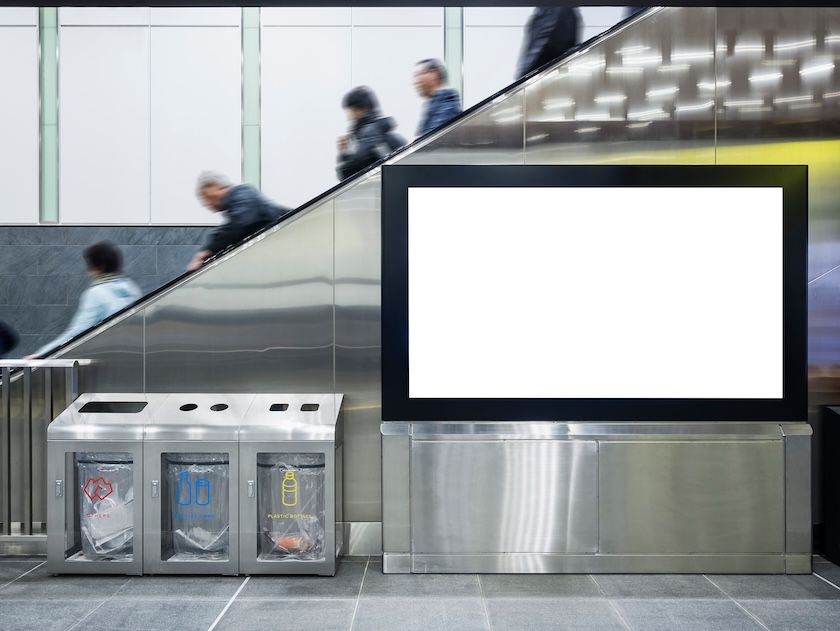 Trash cans at a Japanese train station. They are less common than you might think. Trash cans at a Japanese train station. They are less common than you might think.