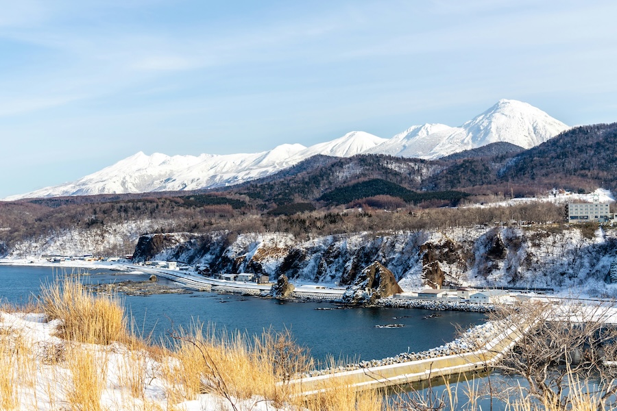 Snow-topped mountains in Hokkaido. Snow-topped mountains in Hokkaido.