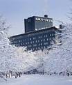 Hotel facade in winter photo
