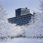 Hotel facade in winter photo